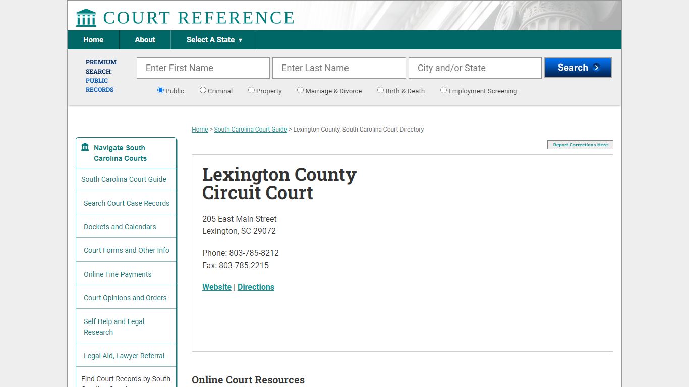 Lexington County Circuit Court - Court Records Directory